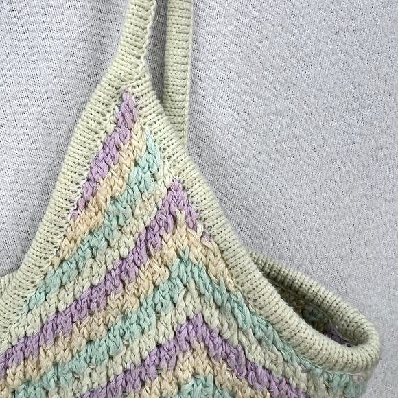 FOR LOVE AND LEMONS Corinna Bralette Womens Small Mint Sweater Knit Crop Chevron - Picture 14 of 16